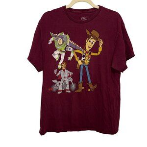 Disney Pixar Toy Story Graphic T-Shirt Maroon Crewneck Short Sleeve Mens Size L